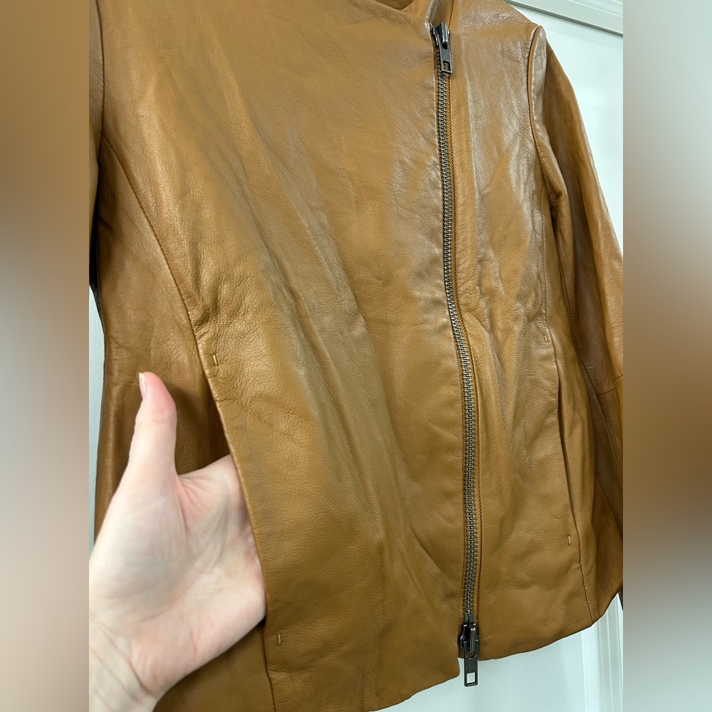 Vince chestnut Brown 100% Leather Jacket - Picture 4 of 10